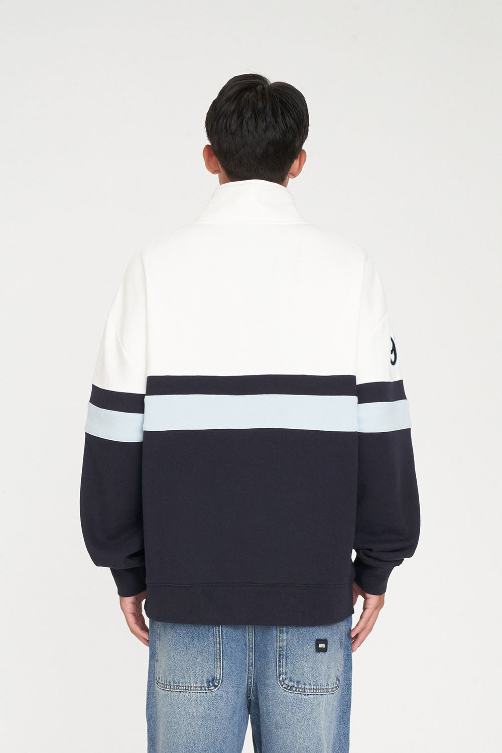 Huffer Panel 1/4 Zip/Check Navy/Blue/Chalk