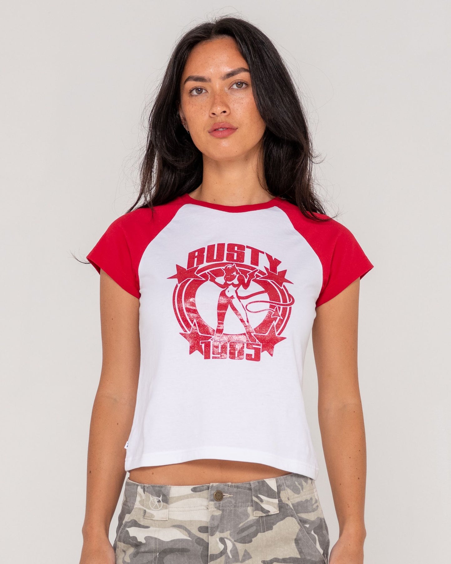 Rusty Darling Devil Cap Sleeve Baby Tee