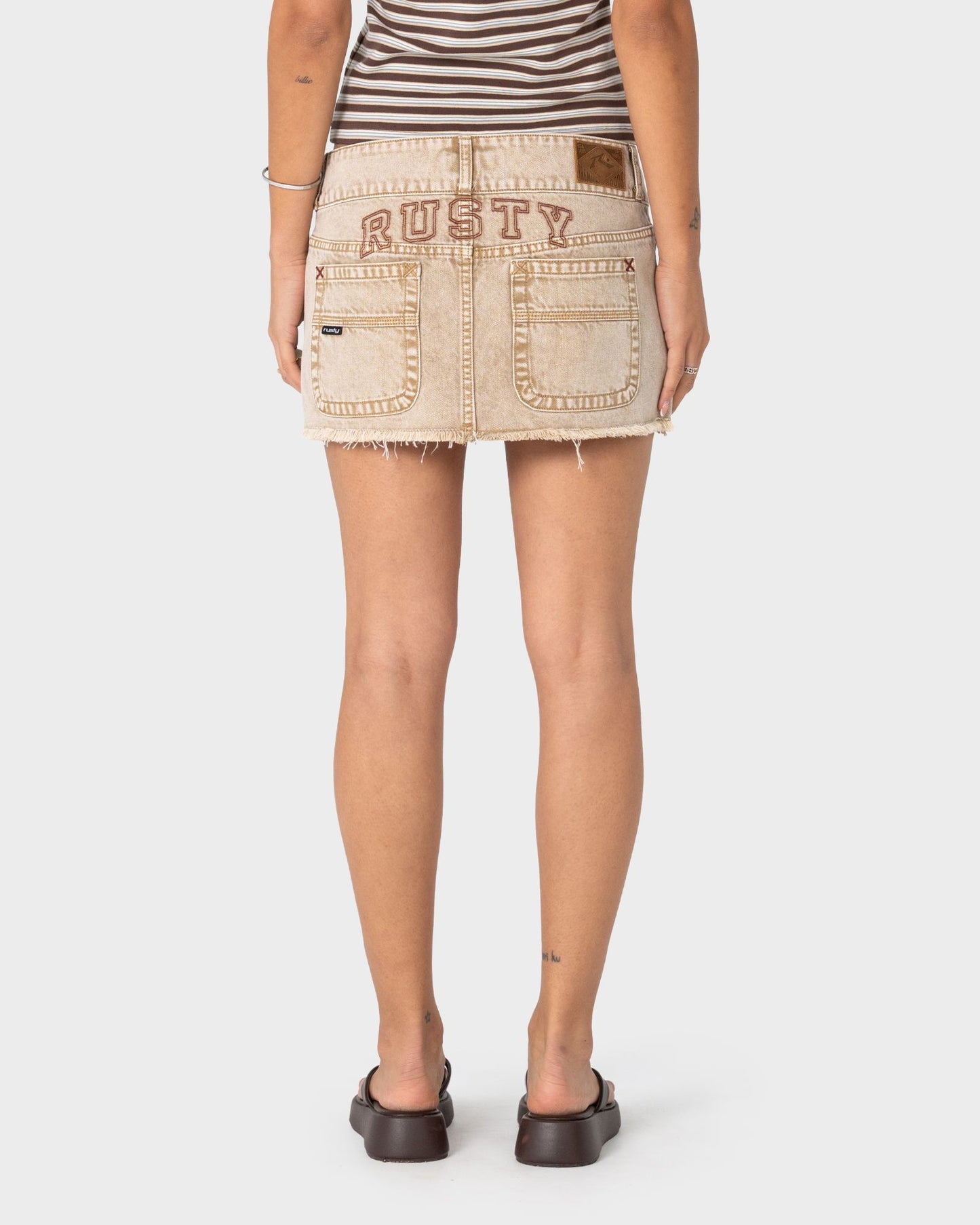 Rusty Roxxy Coffee Micro Mini Skirt