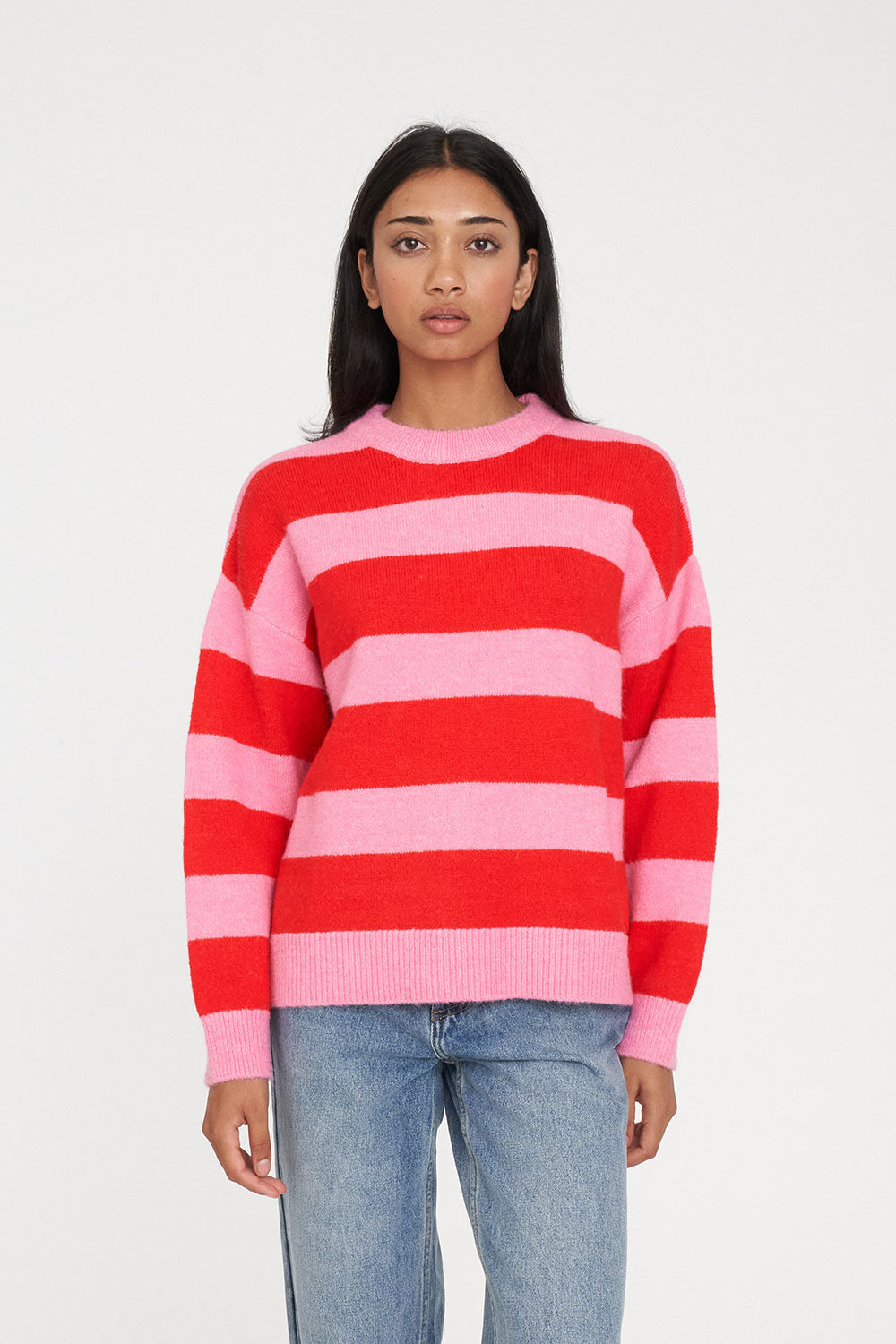 HUFFER KENZIE STRIPE KNIT CREW